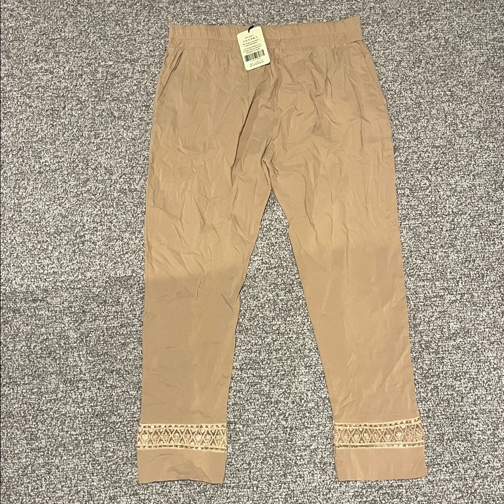 Women’s Tan Pants with Patterned Cuffs